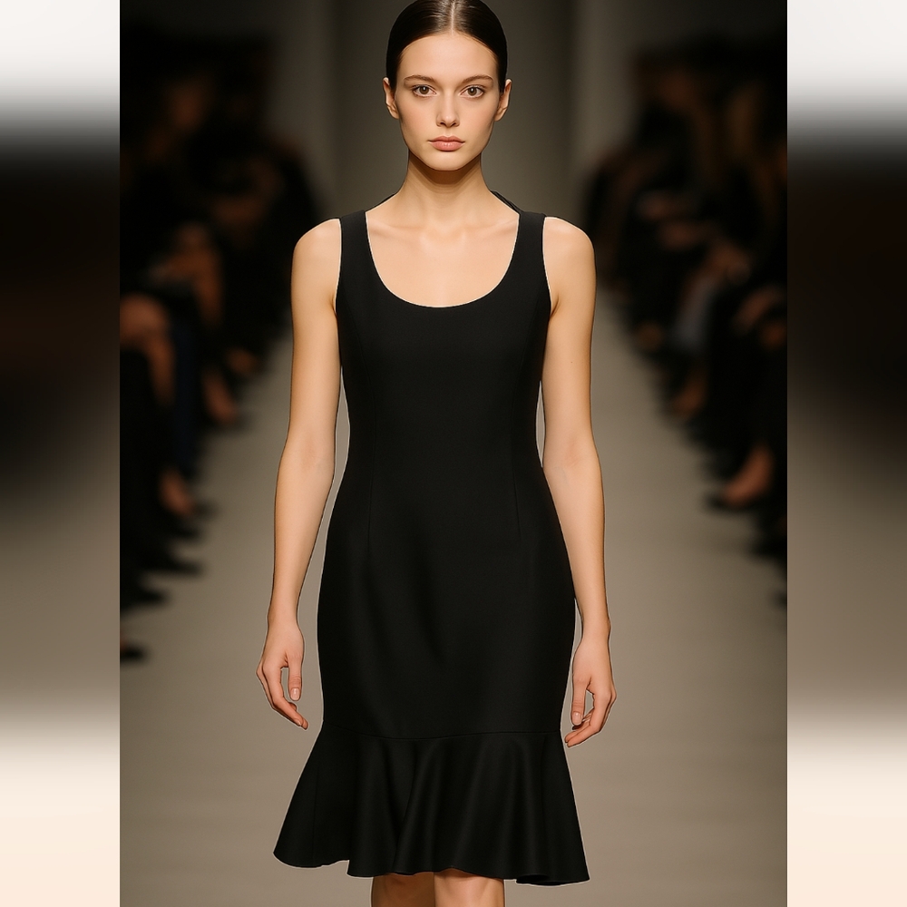 Giorgio Armani Linen Silk Black Scoop Neckline Sleeveless Dress Size 42